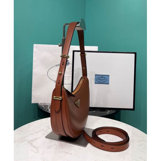 Replica Borsa a tracolla in pelle Prada 1BC194 Caffè