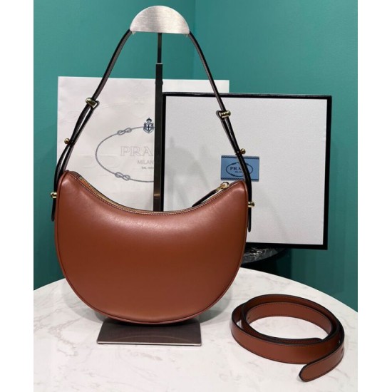 Replica Borsa a tracolla in pelle Prada 1BC194 Caffè