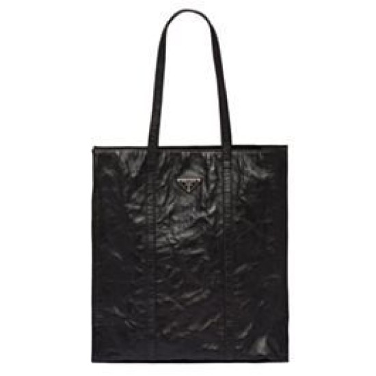 Replica Borsa tote media in pelle nappa anticata Prada 1BG587 nera