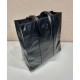 Replica Borsa tote media in pelle nappa anticata Prada 1BG587 nera