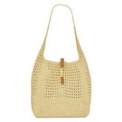 Replica Borsa YSL Saint Laurent Hobo Rafia In Crochet E Pelle Liscia Albicocca