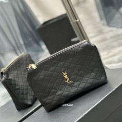 Replica Astuccio cosmetico con cerniera YSL Saint Laurent Gaby 23 cm nero
