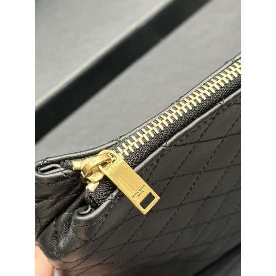 Replica Astuccio cosmetico con cerniera YSL Saint Laurent Gaby 23 cm nero