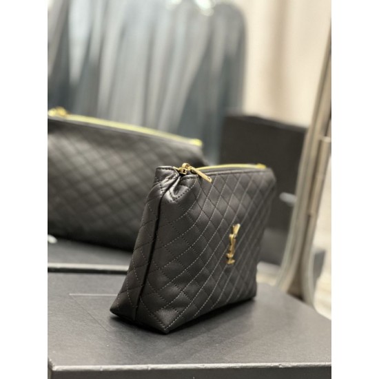 Replica Astuccio cosmetico con cerniera YSL Saint Laurent Gaby 23 cm nero