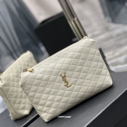 Replica Astuccio cosmetico con cerniera YSL Saint Laurent Gaby 23 cm bianco