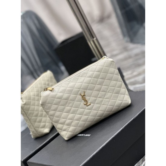 Replica Astuccio cosmetico con cerniera YSL Saint Laurent Gaby 23 cm bianco Replica Astuccio cosmetico con cerniera YSL Saint Laurent Gaby 23 cm bianco