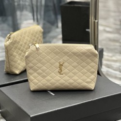Replica Pochette cosmetica con cerniera YSL Saint Laurent Gaby 23 cm albicocca