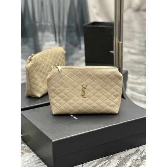 Replica Pochette cosmetica con cerniera YSL Saint Laurent Gaby 23 cm albicocca Replica Pochette cosmetica con cerniera YSL Saint Laurent Gaby 23 cm albicocca