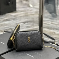 Replica YSL Saint Laurent Gaby Borsa a tracolla con cerniera nera 18 cm