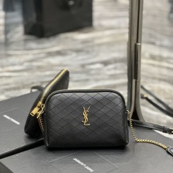 Replica YSL Saint Laurent Gaby Borsa a tracolla con cerniera nera 18 cm
