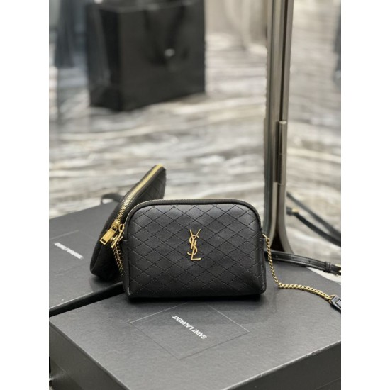 Replica YSL Saint Laurent Gaby Borsa a tracolla con cerniera nera 18 cm