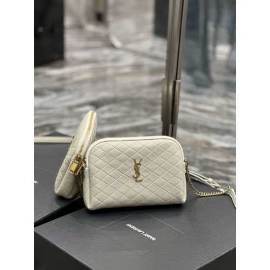 Replica Borsa a catena YSL Saint Laurent Gaby con cerniera 18 cm bianca Replica Borsa a catena YSL Saint Laurent Gaby con cerniera 18 cm bianca