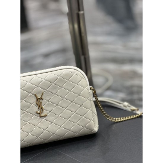 Replica Borsa a catena YSL Saint Laurent Gaby con cerniera 18 cm bianca Replica Borsa a catena YSL Saint Laurent Gaby con cerniera 18 cm bianca