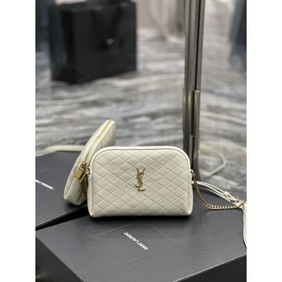 Replica Borsa a catena YSL Saint Laurent Gaby con cerniera 18 cm bianca Replica Borsa a catena YSL Saint Laurent Gaby con cerniera 18 cm bianca
