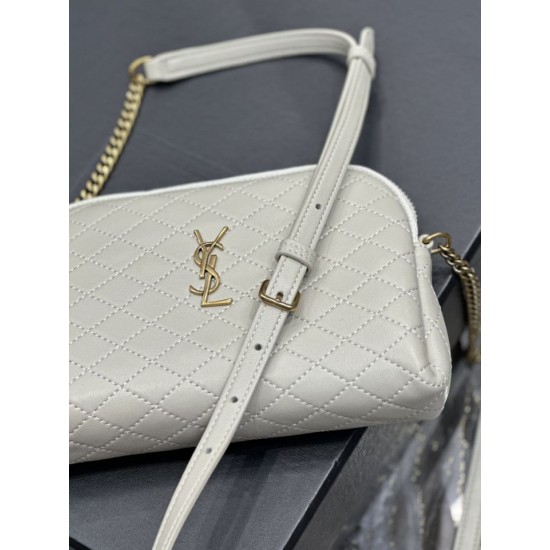 Replica Borsa a catena YSL Saint Laurent Gaby con cerniera 18 cm bianca Replica Borsa a catena YSL Saint Laurent Gaby con cerniera 18 cm bianca