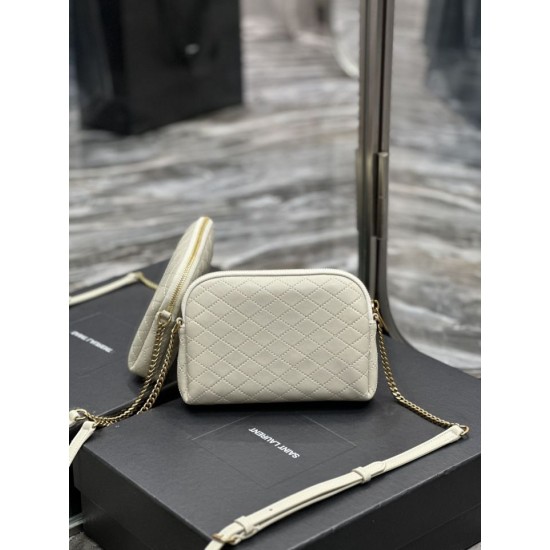Replica Borsa a catena YSL Saint Laurent Gaby con cerniera 18 cm bianca Replica Borsa a catena YSL Saint Laurent Gaby con cerniera 18 cm bianca