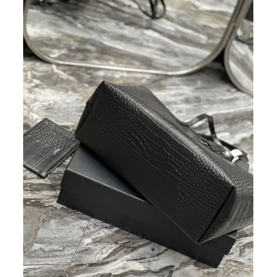 Replica YSL Saint Laurent Shopping Tote Bag Pelle Stampa Coccodrillo Nera Replica YSL Saint Laurent Shopping Tote Bag Pelle Stampa Coccodrillo Nera