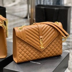 Replica Borsa a busta grande YSL Saint Laurent Mix Matelasse Caramello 31cm