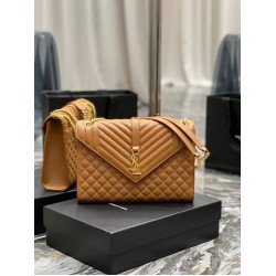 Replica Borsa a busta grande YSL Saint Laurent Mix Matelasse Caramello 31cm