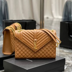 Replica Borsa a busta grande YSL Saint Laurent Mix Matelasse Caramello 31cm