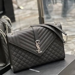 Replica Borsa a busta grande YSL Saint Laurent Mix Matelasse nera 31 cm