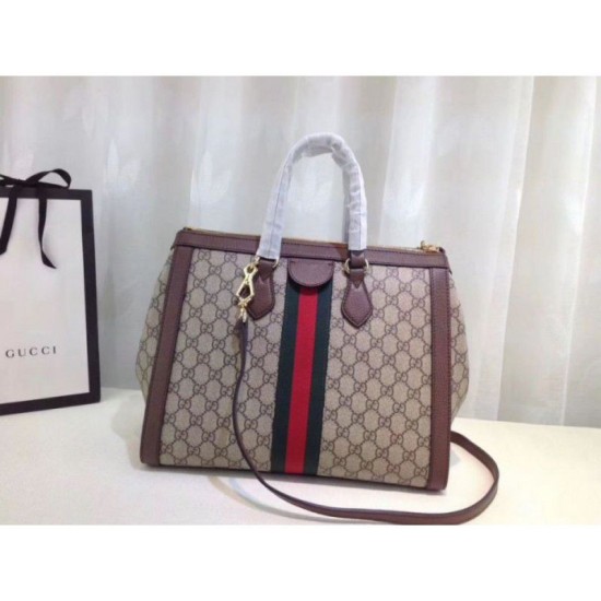 Replica Ophidia GG borsa media con manico 524537 Caffè scuro