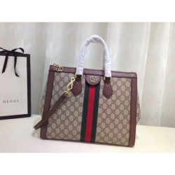 Replica Ophidia GG borsa media con manico 524537 Caffè scuro