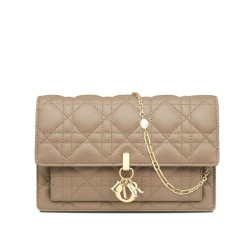 Replica Christian Dior Lady Dior Chain Pouch Albicocca