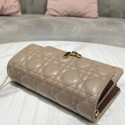 Replica Christian Dior Lady Dior Chain Pouch Albicocca