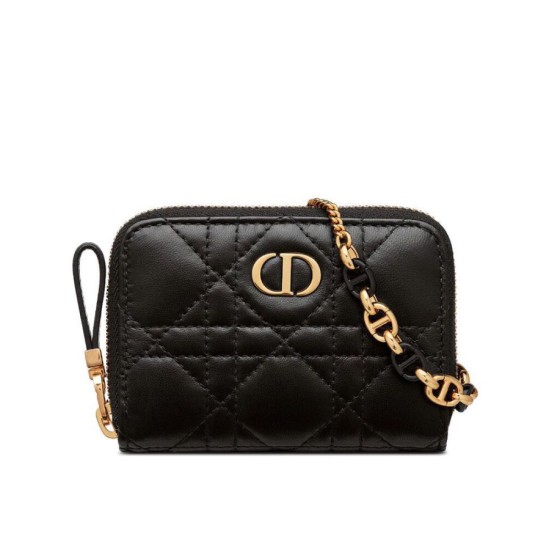 Replica Astuccio Christian Dior Mini Dior Caro con cerniera nero