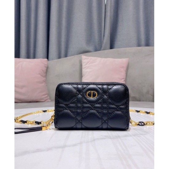 Replica Astuccio Christian Dior Mini Dior Caro con cerniera nero