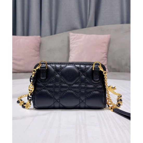 Replica Astuccio Christian Dior Mini Dior Caro con cerniera nero