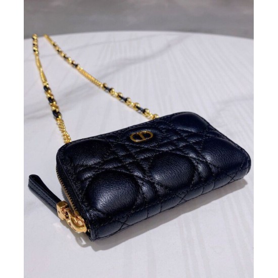 Replica Astuccio Christian Dior Mini Dior Caro con cerniera nero