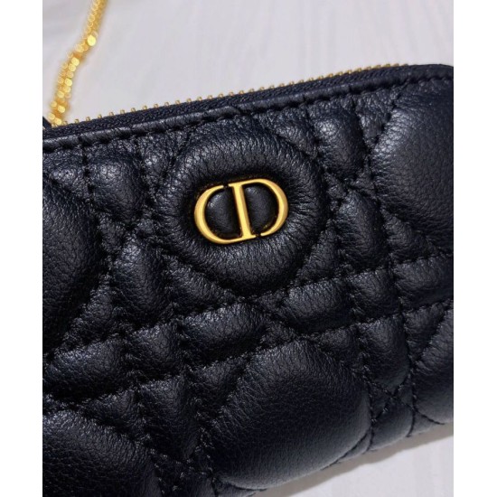 Replica Astuccio Christian Dior Mini Dior Caro con cerniera nero