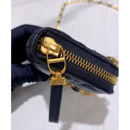 Replica Astuccio Christian Dior Mini Dior Caro con cerniera nero