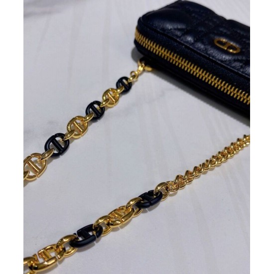 Replica Astuccio Christian Dior Mini Dior Caro con cerniera nero