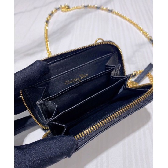 Replica Astuccio Christian Dior Mini Dior Caro con cerniera nero