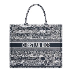 Replica Borsa a mano Christian Dior grande con libro blu scuro