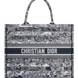 Replica Borsa a mano Christian Dior grande con libro blu scuro