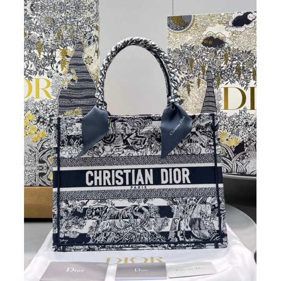 Replica Christian Dior Borsa Book Tote con libro blu scuro