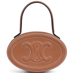 Replica Celine Ovale Minaudiere Cuir Triomphe Pelle Di Vitello Liscia Caffè