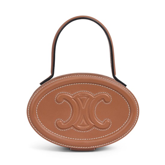Replica Celine Ovale Minaudiere Cuir Triomphe Pelle Di Vitello Liscia Caffè