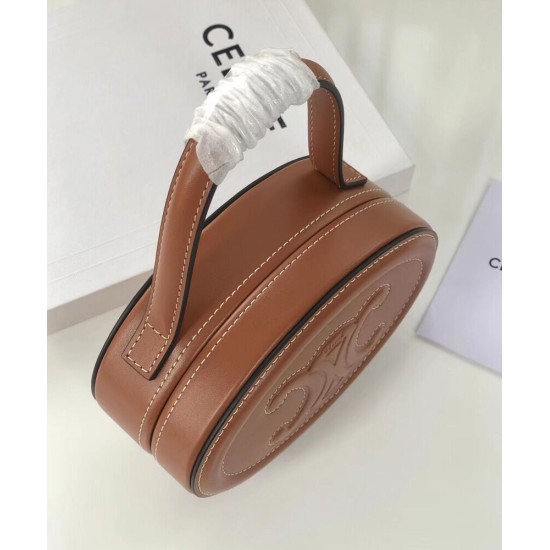 Replica Celine Ovale Minaudiere Cuir Triomphe Pelle Di Vitello Liscia Caffè