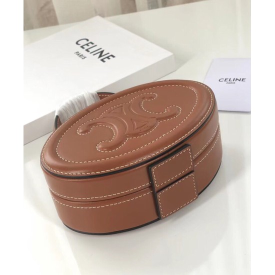 Replica Celine Ovale Minaudiere Cuir Triomphe Pelle Di Vitello Liscia Caffè