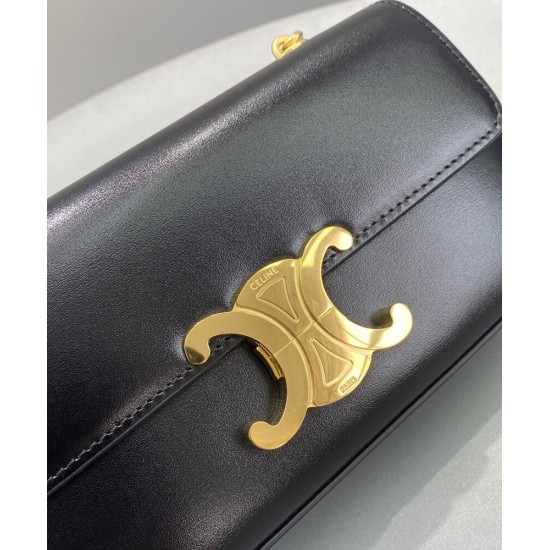 Replica Celine Borsa A Tracolla Catena Triomphe Pelle Di Vitello Lucida Nera