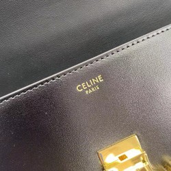 Replica Celine Borsa A Tracolla Catena Triomphe Pelle Di Vitello Lucida Nera