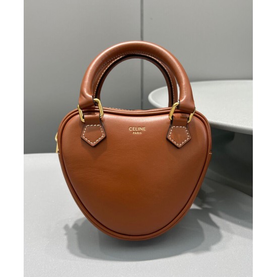 Replica Celine Cuore Medio Pelle Di Vitello Liscia Caffè