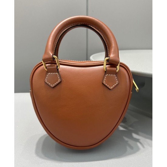 Replica Celine Cuore Medio Pelle Di Vitello Liscia Caffè