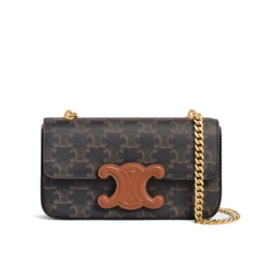 Replica Celine Borsa a tracolla con catena Cuir Triomphe 199242 Henna