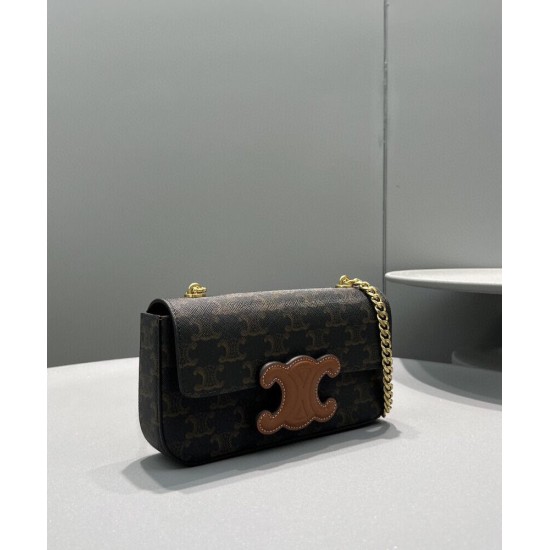 Replica Celine Borsa a tracolla con catena Cuir Triomphe 199242 Henna